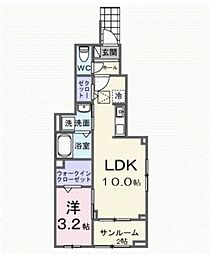 ヒカルサ西大宮 1LDKの間取図画像