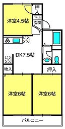 ネオハイムA 3DKの間取図画像