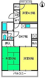 フレグランスサエラ 3DKの間取図画像