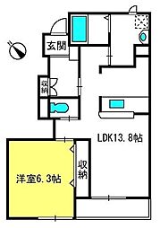 アークガーデンA 1LDKの間取図画像