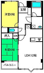 ディアコート壱番館 2LDKの間取図画像