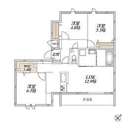 レジデンスヒューゲル鶴ヶ丘II 3LDKの間取図画像