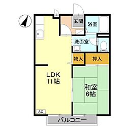 ハイツわたなべ 1LDKの間取図画像