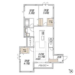 領家プライムコートI 3LDKの間取図画像