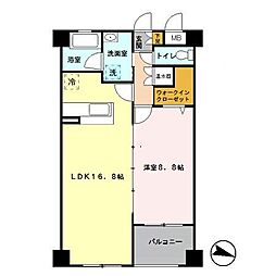 ソレイユ南与野 1LDKの間取図画像