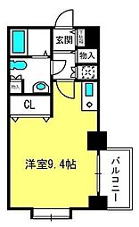 スクエアタワー ワンルームの間取図画像
