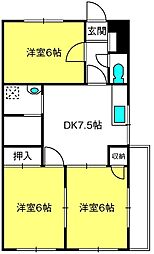 桜花マンション 3DKの間取図画像