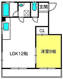 浦和グリーンハイツ 1LDKの間取図画像