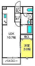 プレミール鈴谷 1LDKの間取図画像