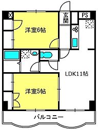 ジェードパレス 2LDKの間取図画像