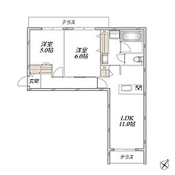 グリシーヌ 2LDKの間取図画像