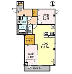 メゾン・ド常磐 2LDKの間取図画像