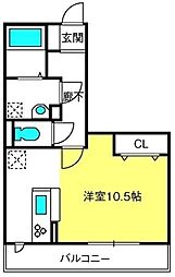 プレシャスガーネット ワンルームの間取図画像