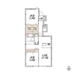 (仮称)川越市的場メゾン 2LDKの間取図画像