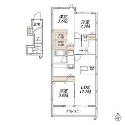 (仮称)川越市的場メゾン 3LDKの間取図画像