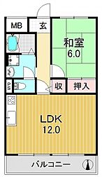 平成ハウス丸い 1LDKの間取図画像