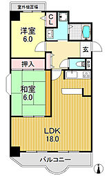 サンウッズ 2LDKの間取図画像