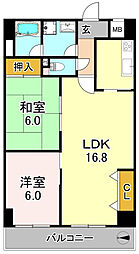 サンライズ有 2LDKの間取図画像