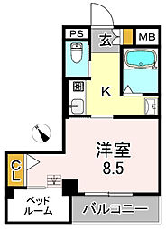 キンキ宝ハイツ 1Kの間取図画像