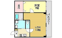 スチューデント平野 1LDKの間取図画像