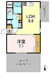 グローハイツ平野本町 1LDKの間取図画像