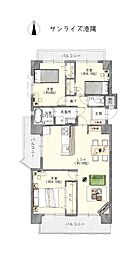 サンライズ港陽 3LDKの間取図画像