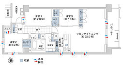 ザ・レーベン金沢城大手門 3LDKの間取図画像