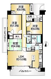 ウェリス東園田 4LDKの間取図画像
