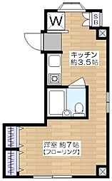 コードンブリュウー2 ワンルームの間取図画像