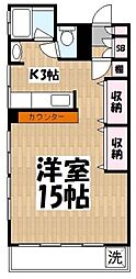 力蔵ビル ワンルームの間取図画像