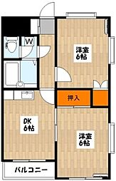 リファイン駒沢 2DKの間取図画像
