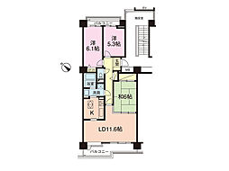 サンパセオ新柏D号館 3LDKの間取図画像