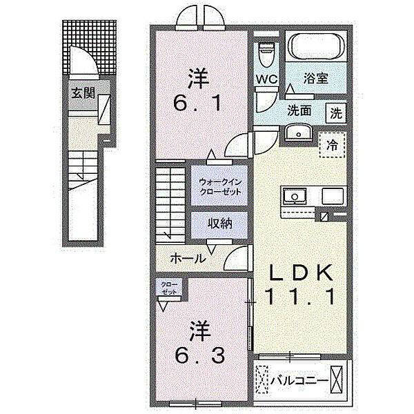 ノーブルＣ 202｜茨城県龍ケ崎市川原代町(賃貸アパート2LDK・2階・58.60㎡)の写真 その2