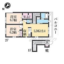 グランディール 201 ｜ 滋賀県彦根市開出今町（賃貸アパート2LDK・2階・61.44㎡） その2