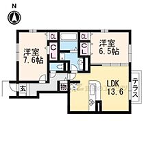 ｌａ　ｃｈａｎｃｅ 106 ｜ 滋賀県大津市見世１丁目（賃貸アパート2LDK・1階・66.12㎡） その2