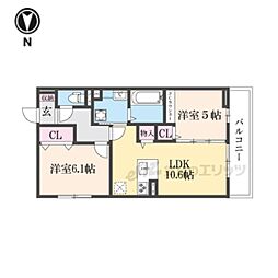 エレガンスビュー 210 2階2LDKの間取り