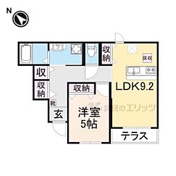 近江鉄道近江本線 高宮駅 徒歩2分の賃貸アパート 1階1LDKの間取り