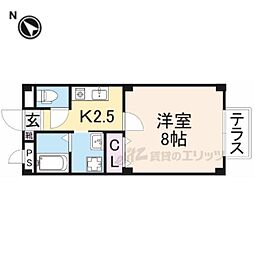 ヴィル　クラージュ 1階1Kの間取り