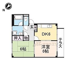 ＨＡＲＵ 1階2DKの間取り