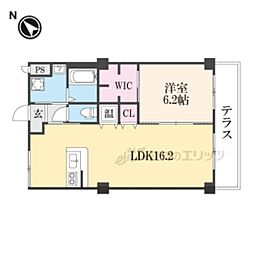 ビラ・レークサイド 2階1LDKの間取り