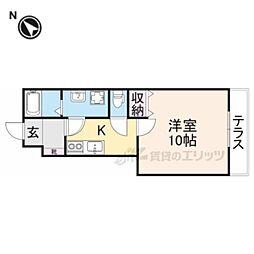 アンジェ 1階1Kの間取り