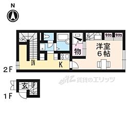 JR北陸本線 長浜駅 バス9分 長浜高校前バス停下車 徒歩6分の賃貸アパート 2階1Kの間取り