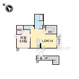 クオレール 2階1LDKの間取り