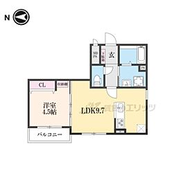 JR東海道・山陽本線 石山駅 徒歩8分の賃貸アパート 1階1LDKの間取り