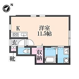 JR東海道・山陽本線 彦根駅 徒歩10分の賃貸アパート 1階ワンルームの間取り
