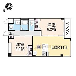 JR東海道・山陽本線 南彦根駅 バス5分 松田団地北下車 徒歩5分の賃貸マンション 2階2LDKの間取り