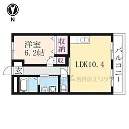 フローラルコート 2階1LDKの間取り