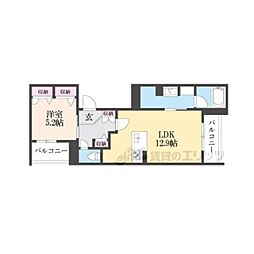 JR東海道・山陽本線 草津駅 徒歩19分の賃貸マンション 1階1LDKの間取り