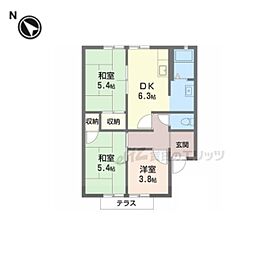 JR東海道・山陽本線 野洲駅 徒歩7分の賃貸アパート 2階3DKの間取り