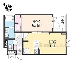 アンス 1階1LDKの間取り